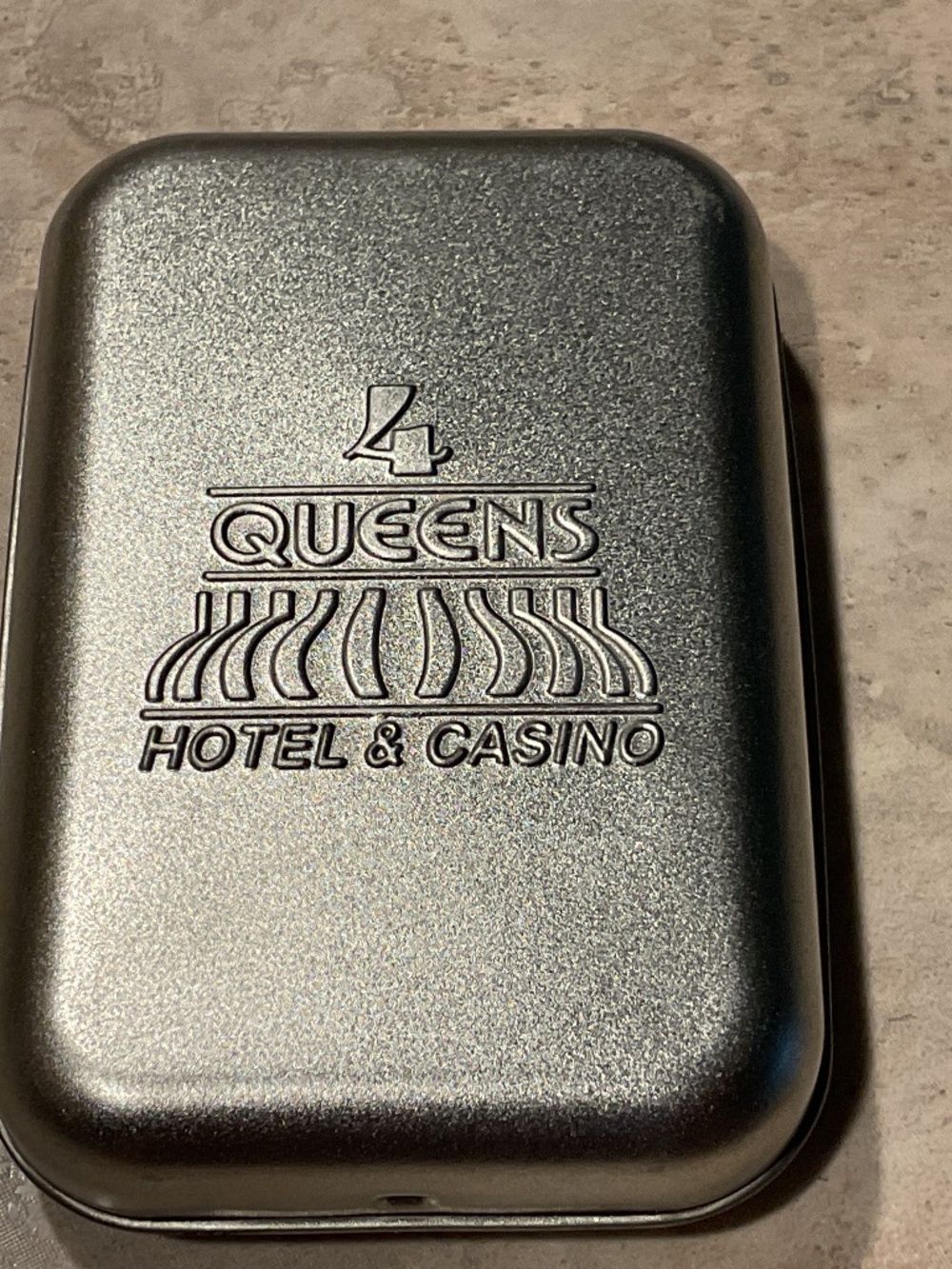 Vintage 4 Queens Hotel & Casino Tin with deck of cards Unused